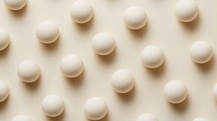 Fototapete - Pattern of matte white spheres in minimalistic design on a soft neutral surface creates an elegant modern aesthetic for contemporary decor