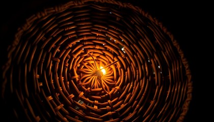 Wall Mural - candle is lit inside of a wicker basket