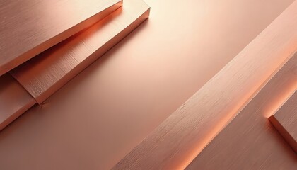 Poster - Rose gold background with subtle metallic textures. Geometric shapes create elegant modern aesthetic. Perfect design projects presentations. Luxury, shine surface. Copper, bronze effect.