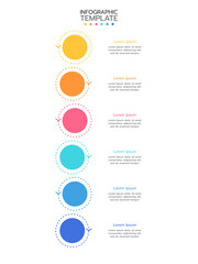 Wall Mural - 6 elements placed in vertical row. concept of 6 successive steps of project development process. fla