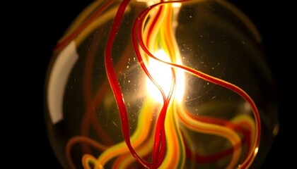 Wall Mural - close up of a glass ball with a light inside of it