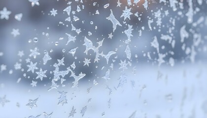 Wall Mural - close up of a window with snow flakes on it