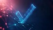 © thenort - Glowing blue checkmark digital symbol on network background.