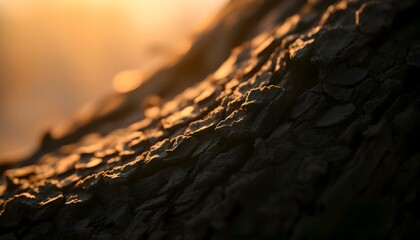 Wall Mural - close up of a tree trunk with the sun in the background