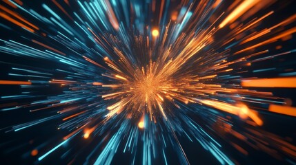 Aufkleber - Abstract light streaks converging into a bright, central point, creating a dynamic and energetic composition.