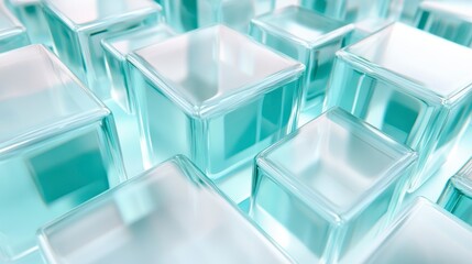 Aufkleber - Abstract background of translucent teal glass cubes.