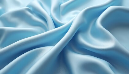 Poster - Elegant blue silk fabric background. Smooth, flowing texture. Luxury textile for designs, fashion. Soft drape with glossy sheen. Gentle waves and folds.