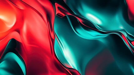 Poster - Abstract red and teal liquid swirl pattern.