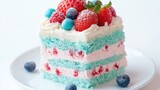 Vibrant dessert with fresh berries and whipped topping. Perfect for pastry, celebration, and sweet food themes.