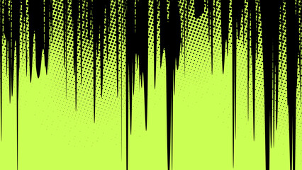 Canvas Print - green background with black flowing from above with halftone dots.