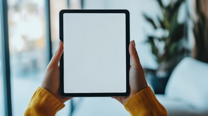 Aufkleber - Hands holding tablet with blank screen.
