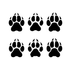 paw print icon black silhouette icons isolated on white background