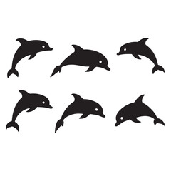  dolphin collection isolated on white
