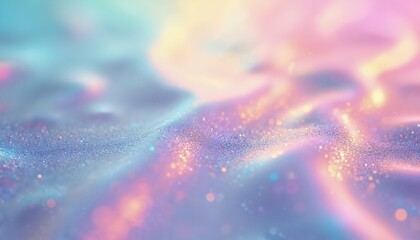 Aufkleber - Bright iridescent flowing abstract texture. Holographic laser disco vintage gradient. Pastel rainbow colors, shimmering light. Digital design for backgrounds, wallpaper, web design. Modern artistic