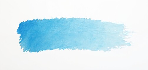 Fototapete - Top view of blue marker stroke on white. Hand-drawn stroke with marker, brush. Bright blue color on blank white paper. For banners, advertising, web design, arts and crafts.