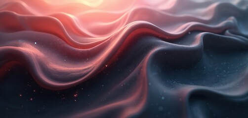 Fototapete - Abstract illustration with flowing colors, curves. Fluid, liquid wallpaper with gradient. Dreamlike atmosphere with grainy texture, creating depth and complexity. Ideal for backgrounds, modern design.
