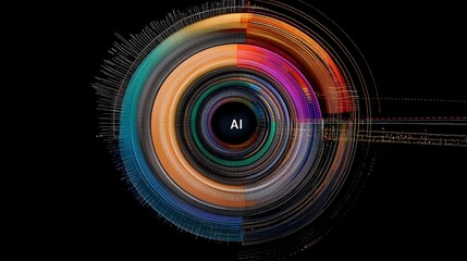 Wall Mural - colorful abstract digital circular pattern representing ai concept