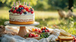 © ganlaya - birthday-themed picnic in the park with a beautiful cake and handmade decorations