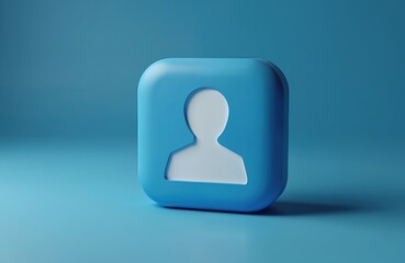 Poster - Simple blue user profile icon digital platforms. Sign represent account, identity, interface, profile, web concept. Community, social media, application, network, online service. Modern design, tech,
