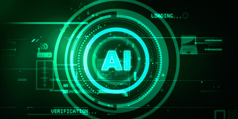 2d illustration Artificial Intelligence (AI) concept
