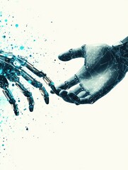 Poster - Modern collage illustrating the interplay between humanity and artificial intelligence in the future of technology