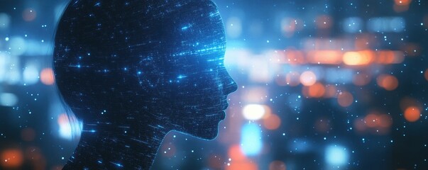 Wall Mural - abstract digital silhouette representing artificial intelligence and futuristic technology