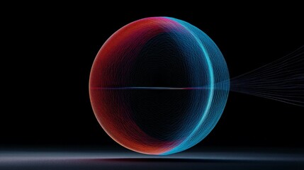 Wall Mural - colorful sphere with dynamic lines on black background