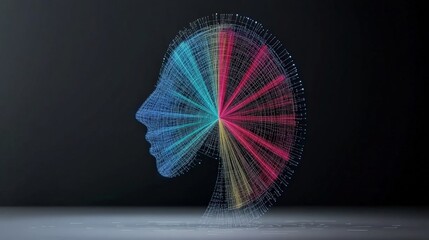 Wall Mural - abstract profile of human head with colorful lines and patterns