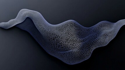 Wall Mural - intricate wireframe mesh structure on dark background displaying fluidity