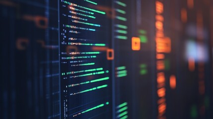Close-up of a computer screen displaying a system validation process with coding lines and green checkmarks indicating successful data verification and system approval.