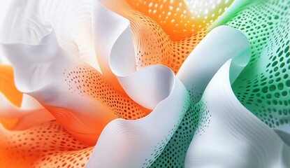 Wall Mural - Abstract colored layers and waves with perforated patterns and textures