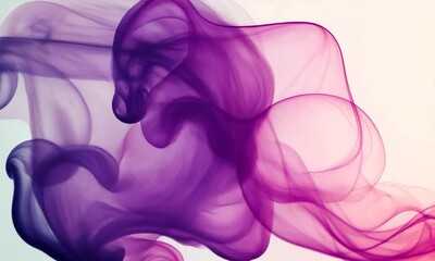 Wall Mural - Flowing Ribbon of Pink and Purple Fabric Gently Moves in Studio