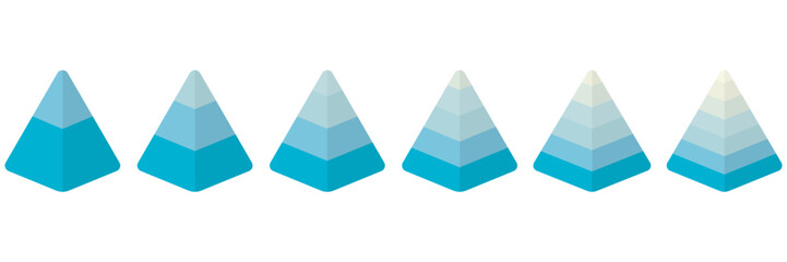 Wall Mural - pyramid 3d infographic chart set. triangle hierarchy data sections group. vector illustration isolat