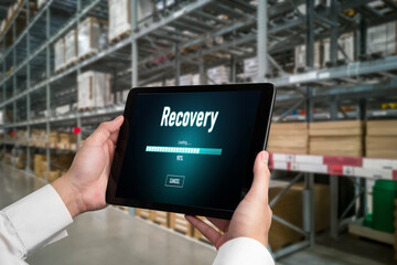 Wall Mural - data backup restoration recovery restore data from cloud storage snugly and provide planned network 