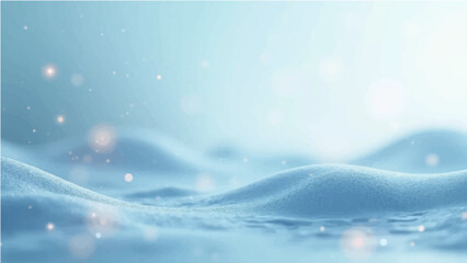 blue background Smooth, light blue flowing waves or curves on a soft gradient background. Add small bright light particles or bokeh effects scattered throughout the image. Use a light beige and white 