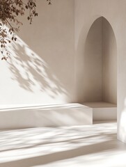 Aufkleber - Sophisticated abstract background showcasing soft 3D shadows on a smooth white surface, designed for elegant minimalism