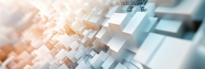 Fototapete - Modern abstract digital background featuring structured pixel-like forms in soft neutral shades for futuristic design concepts