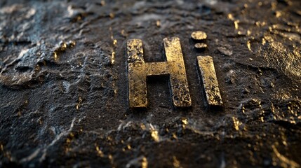 A textured surface with the word 