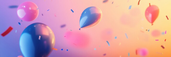 Poster - Modern party logo showcasing abstract celebratory icons with minimalistic typography and a vibrant soft background