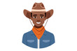 © danlersk - African American cowboy, dark-skinned cowboy in a brown hat, orange scarf and blue denim shirt