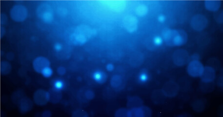blue glow particles with soft bokeh effect on dark abstract backgroun vector illustration.