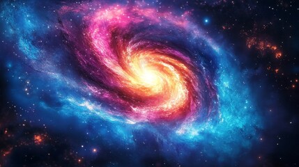 Wall Mural - Vivid cosmic spiral in neon hues  an abstract representation of a celestial scene