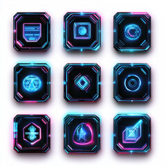 glowing futuristic digital interface icons
