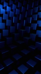Wall Mural - Abstract Blue Cubes: A 3D Digital Art Piece 4K Loop