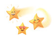 © RedVector - 3D Cute Star Icons Vector illustrations Set. Twinkle twinkle little star. Yellow Little Falling Stars. Cartoon Comets