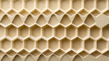 Fototapete - Structured hexagonal honeycomb pattern with a modern design and golden gradient that showcases organic form and artistic beauty