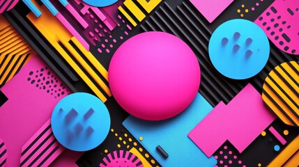 Vibrant 3D Geometric Composition with a Bold and Playful Artistic Flair