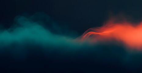 Wall Mural - Abstract blue-green and orange light flow on a gradient background