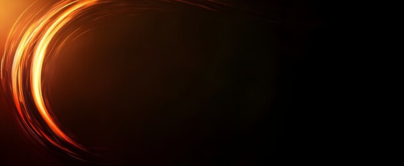 Wall Mural - Glowing abstract curves on a dark background, warm color palette