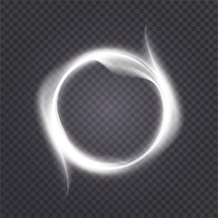 Wall Mural - glowing white energy ring with smooth motion trails and transparent background. ideal for portal eff